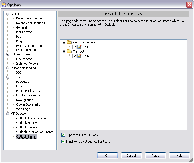 Options Dialog: Outlook Tasks options